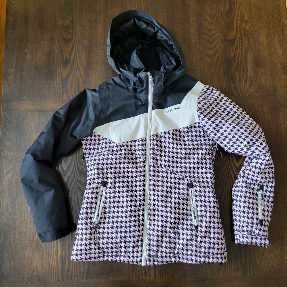 Rossignol Pink White+Bkack Houndstooth Active Wear Outdoor Ski Jacket